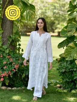 House of Chikankari - Chikankari Long Kurta