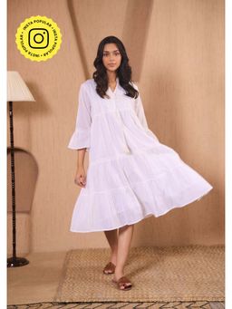 House of Chikankari - Cotton Chikankari Womens Long Dress-White