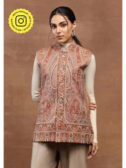 House of Chikankari - Kani Weave Women's Jacket -Beige