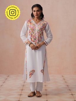 House of Chikankari - HOC Women White Cotton Chikankari Kurta