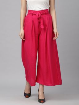 KASSUALLY - Relaxed Women Red Trouser With Belt (Set of 2)