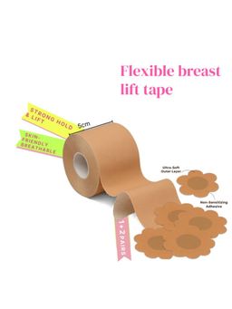 Rheal Curve - Women's Nude Sweatproof Breast Lift 1 Boob Tape with 2 Pair of Nipple Pasties