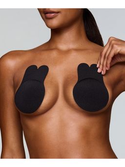 Rheal Curve - Black Solid Nylon/Spandex Regular Fit Stick On Bra