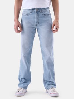 The Souled Store - Original Solids : Mens Mid Blue Wash Straight Fit Jeans