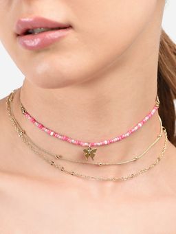 Lilly & Sparkle - Butterfly Blush Trio Set Of 3 Pink Bead Chokers