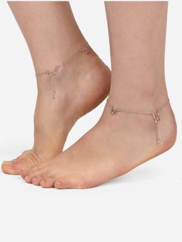 Lilly & Sparkle - Rose Gold Butterfly Charm Anklets Set