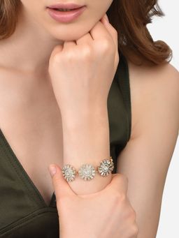 Lilly & Sparkle - Gold Toned Geometric Stone Studded Bracelet
