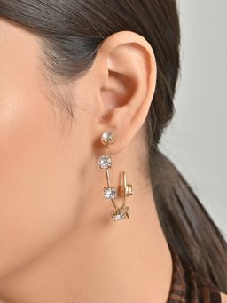 Lilly & Sparkle - White Shiny Gold Tone Plated Constella Hoop Earrings