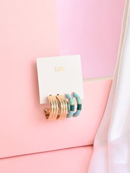 Lilly & Sparkle - Set Of 2 Two Tone Treasure Hoops Earrings