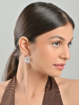 Lilly & Sparkle - Blooming Silver Hoops Earrings