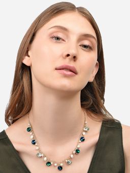 Lilly & Sparkle - Gilded Kaleidoscope Multicolor Stone & Pearl Necklace