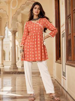 INDO STREET - Peach Floral Printed Kurta and Pant