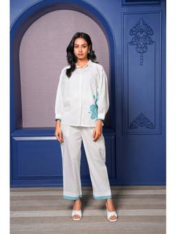 Label Hans - White Cotton Floral Patch Co-Ord Set