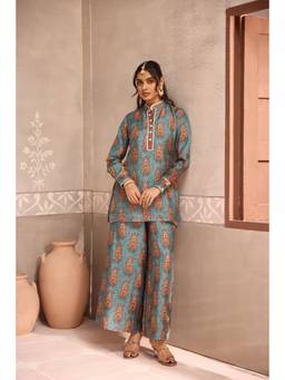 HOUSE OF SHRUSHA - Blue Paisley Printed Co-ord Set