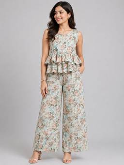KEVORA APPARELS - Green Floral Printed Co-Ord Set