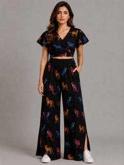 KEVORA APPARELS - Black Printed Co-Ord Set