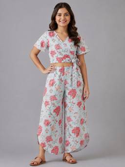 KEVORA APPARELS - Blue Floral Printed Co-Ord Set