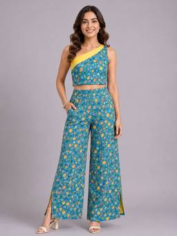 KEVORA APPARELS - Blue Floral Printed Co-Ord Set