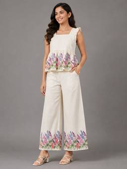 KEVORA APPARELS - Ivory Floral Printed Co-Ord Set