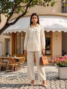 KAFTANIZE - White Floral Co-ord Set