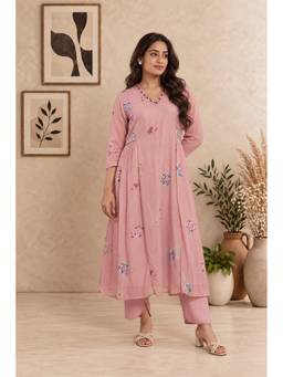 Mud spire - Meher Gulabi Pink Anarkali Kurta and Pant