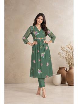 Mud spire - Rooh Sage Green Anarkali Kurta and Pant