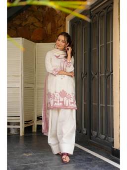 TWINS LADY - White Printed Kurta and Salwar with Dupatta