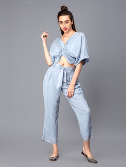 Indy Raaga - Powder Blue Butterfly Co-Ord (Set of 3)