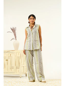 Indy Raaga - Multi-Color Floral Block Print Cotton Co-Ord (Set of 2)