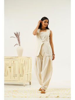 Indy Raaga - Off White Handloom Woven Co-Ord (Set of 3)