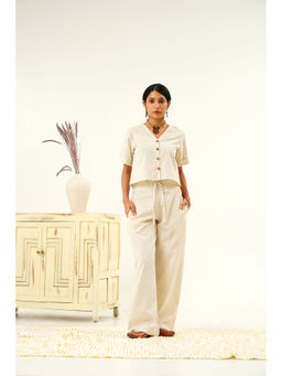 Indy Raaga - Off White Arambhika Handloom Woven Co-Ord (Set of 2)