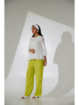 Indy Raaga - Saha White and Green Co-Ord (Set of 2)