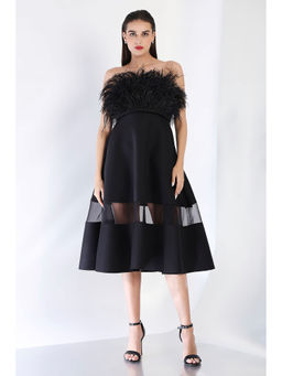 Ozeqo - Black Fit and Flare Dress and Wrap