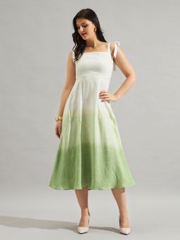 Twenty Dresses by Nykaa Fashion - Women Green Ombre Tie-Up Strap Midi Dress