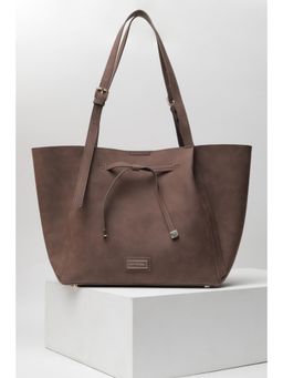 Van Heusen - Women Brown Solid Casual Tote Bag