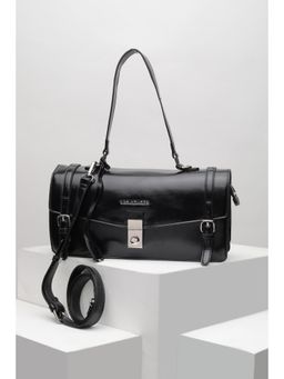 Van Heusen - Women Black Solid Casual Handbag with Detachable Strap