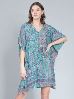 Aditi Wasan - Women Printed Blue Silk Kaftan