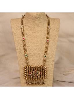 Malaiyyo - 22K Gold Plated Mandir Manjari Kundan Temple Necklace