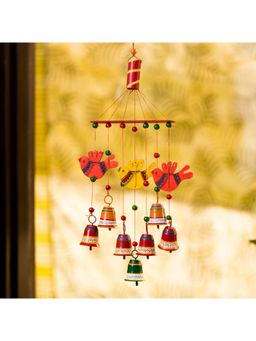 ExclusiveLane - Clinkering Songbirds HandPaint Decorative Hanging Bells Wind Chime In Metal and Wood