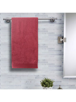 Maspar - Colorart 550GSM Embedded Stripe Solid Sienna Red Bath Towel