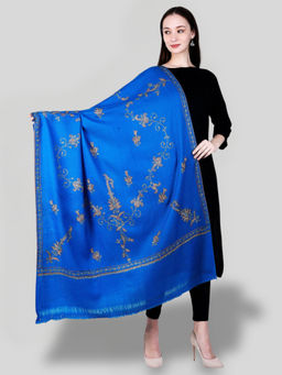 SWI STYLISH - Women's Turquoise Hand Embroidered Pure Wool Shawl