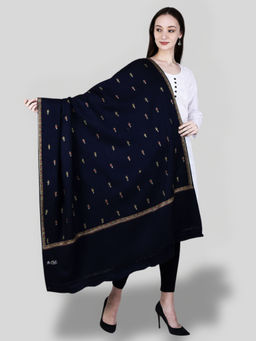 SWI STYLISH - Women's Black Hand Embroidered Pure Wool Shawl