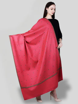 SWI STYLISH - Women's Pink Hand Embroidered Pure Wool Shawl