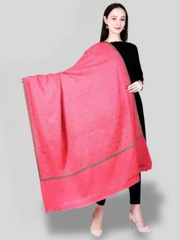 SWI STYLISH - Women's Pink Hand Embroidered Pure Wool Shawl