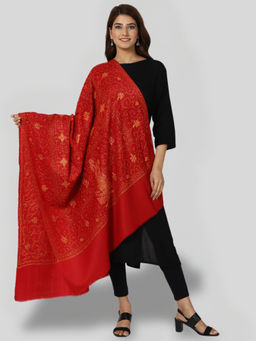 SWI STYLISH - Women's Yellow Hand Embroidered Pure Wool Shawl