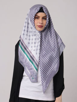 Vastranand - Slate Grey Geometric Printed Scarf