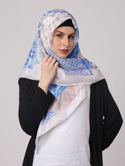 Vastranand - Sky Blue Floral Designer Scarf