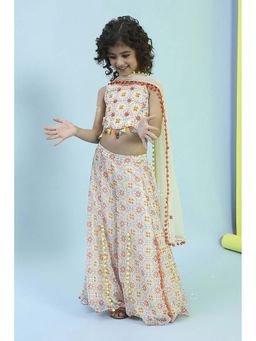 Biba - Multicolour Polyester Blouse with Palazzo and Dupatta (Set of 3)