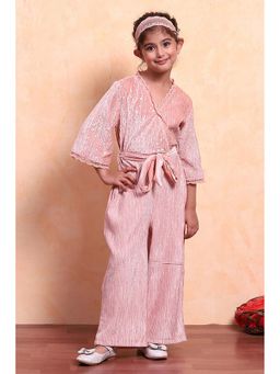 Biba - Pink Polyester Blend Jumpsuit with Belt and Headband (Set of 3)