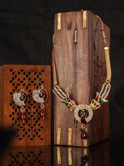 Anika's Creations - Anika's Creation Meenkari Peacock Design Necklace Set